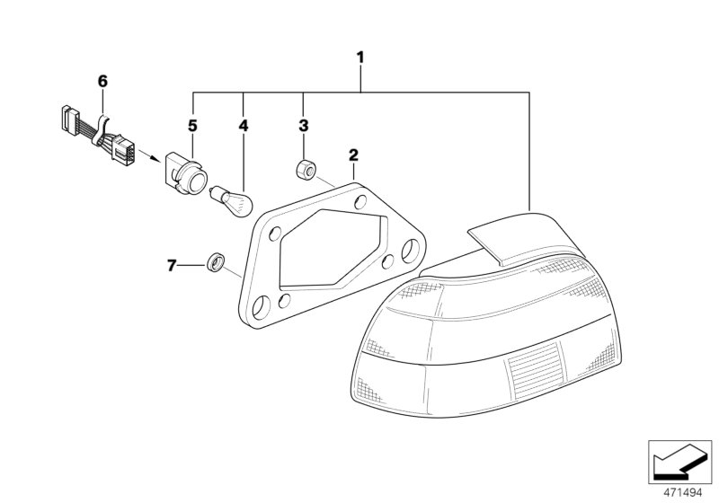 Single parts, rear light, Facelift 2000