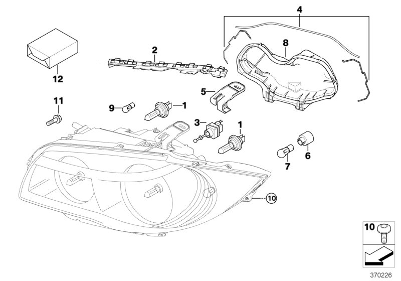Single components for headlight