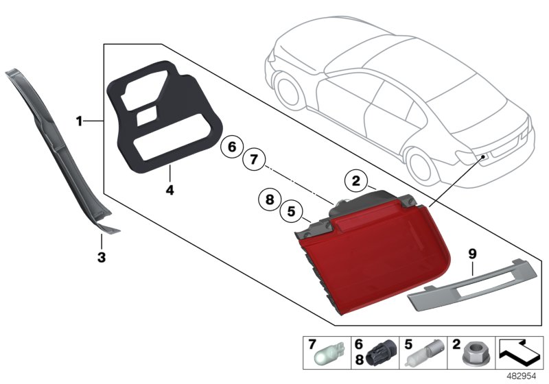 Rear light in trunk lid