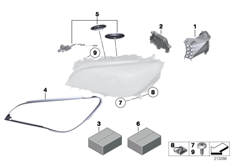Single components for headlight