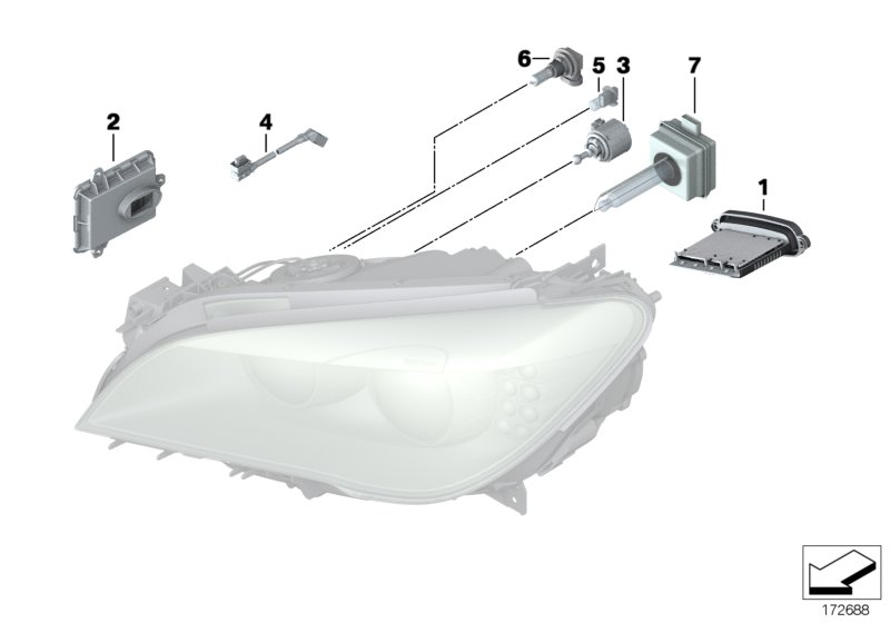 Headlight, electronic components / bulbs