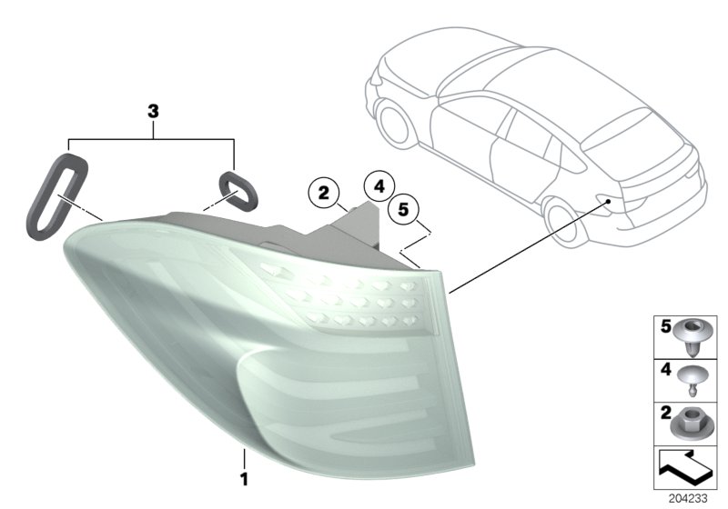 Rear light in the side panel
