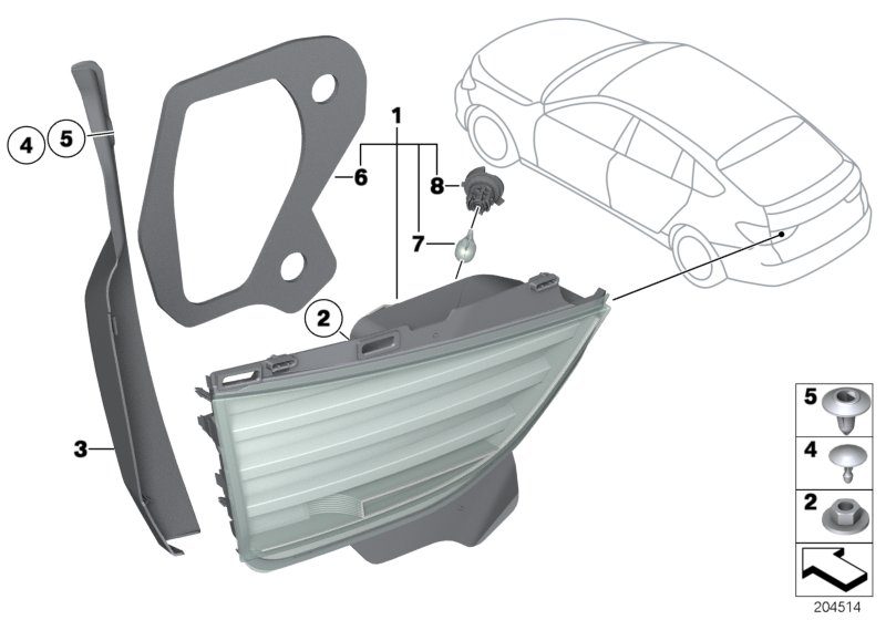 Rear light in trunk lid