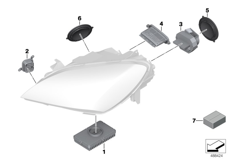 Single parts, headlight LED