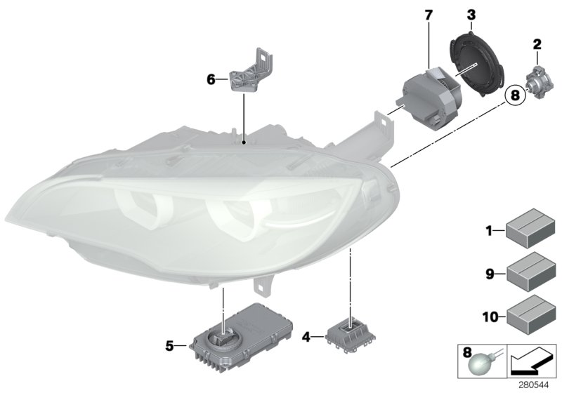 Single parts, headlight LED