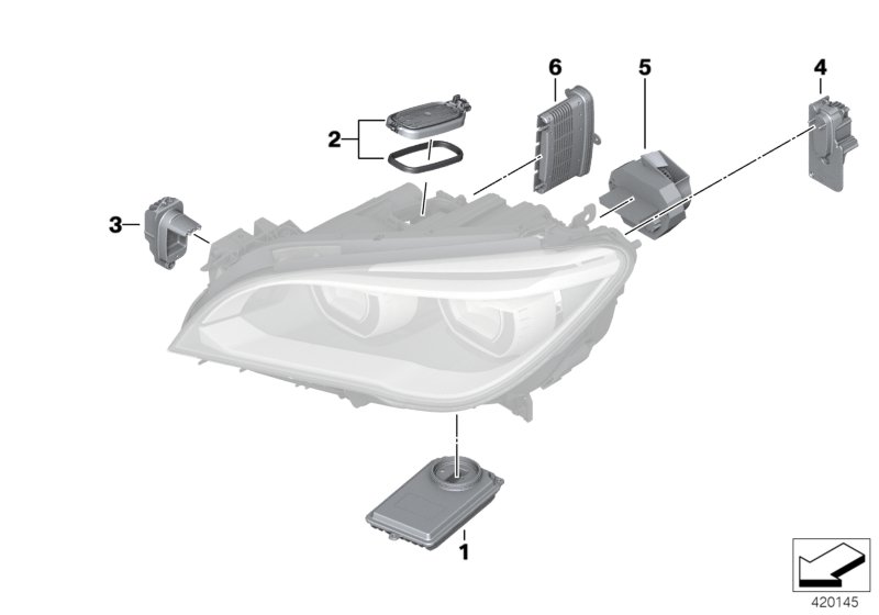 Single parts, headlight LED