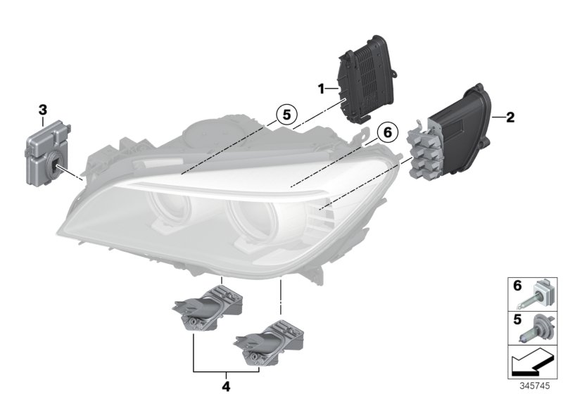 Single components f headlight Xenon/ALC