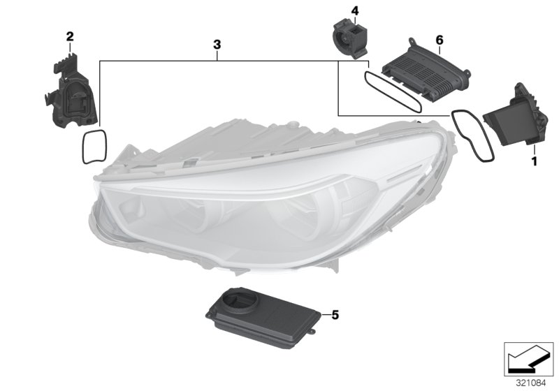 Electronic parts, headlight, LED
