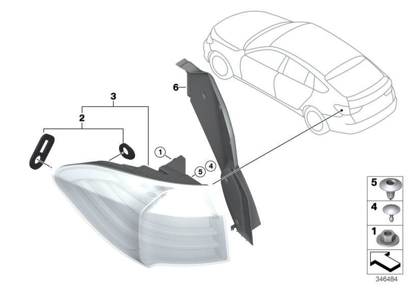 Rear light in the side panel