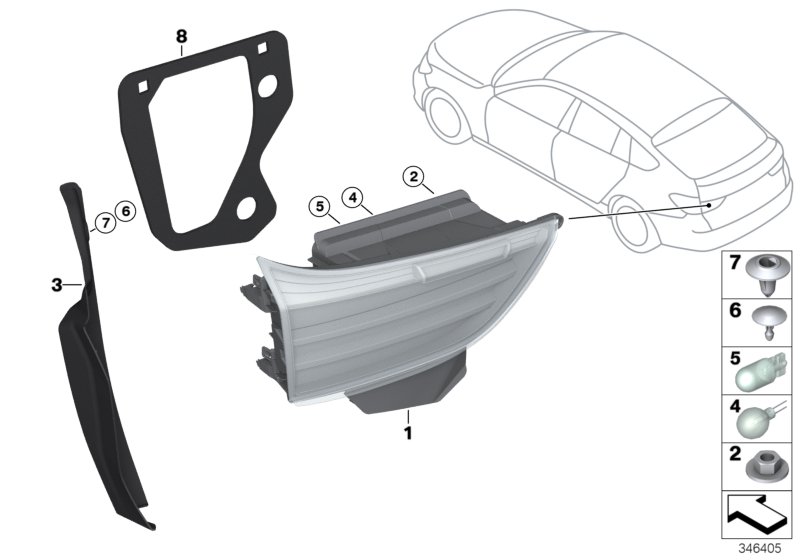 Rear light in trunk lid