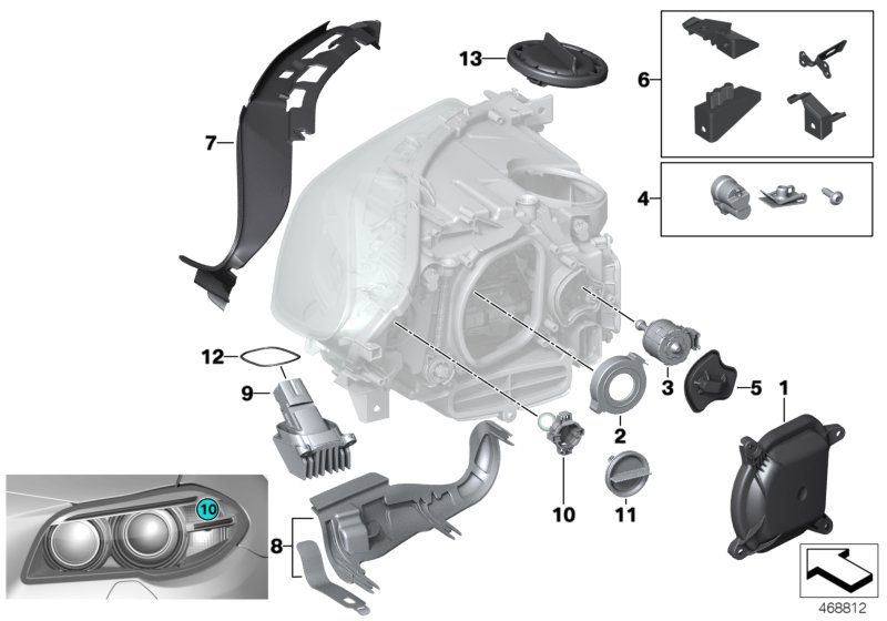Single components f headlight Xenon/ALC