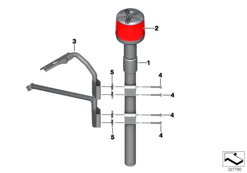 LED rotating flash ID lamp, red
