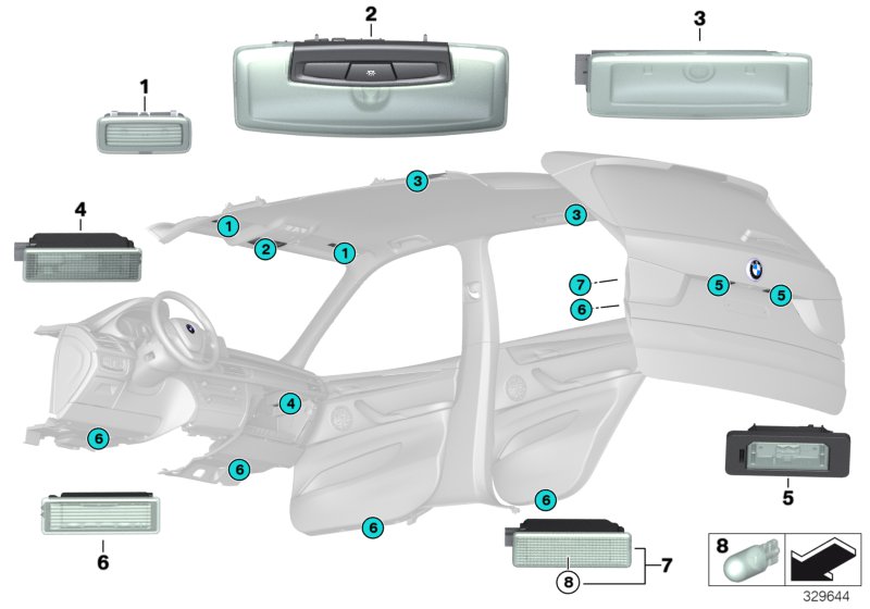 Interior lights, ceiling/tailgate