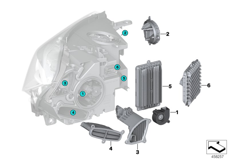 Single parts, headlight LED