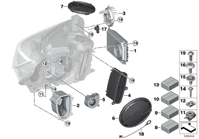 Single parts, headlight LED