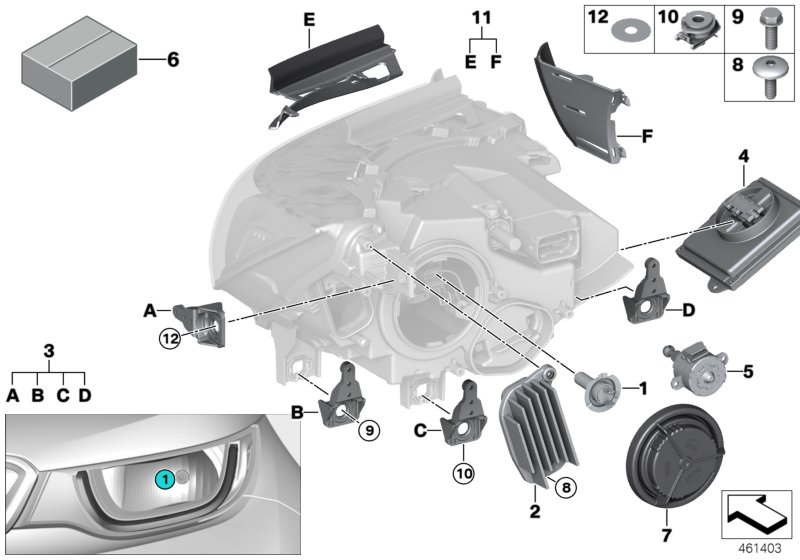 Individual parts for headlamp, halogen