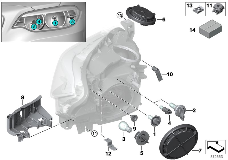 Individual parts for headlamp, halogen