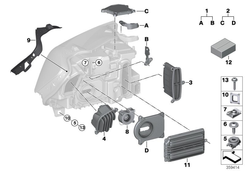 Single parts, headlight LED