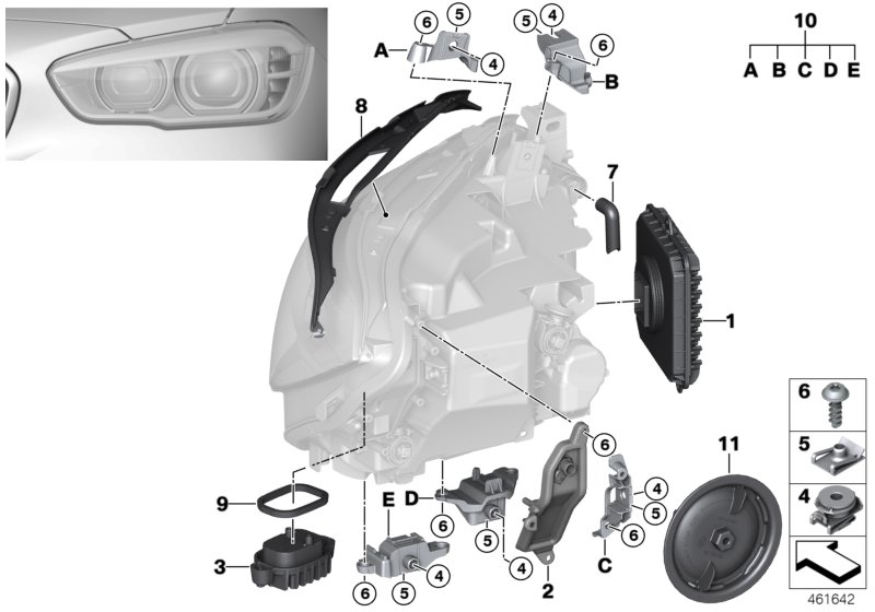 Single parts, headlight LED