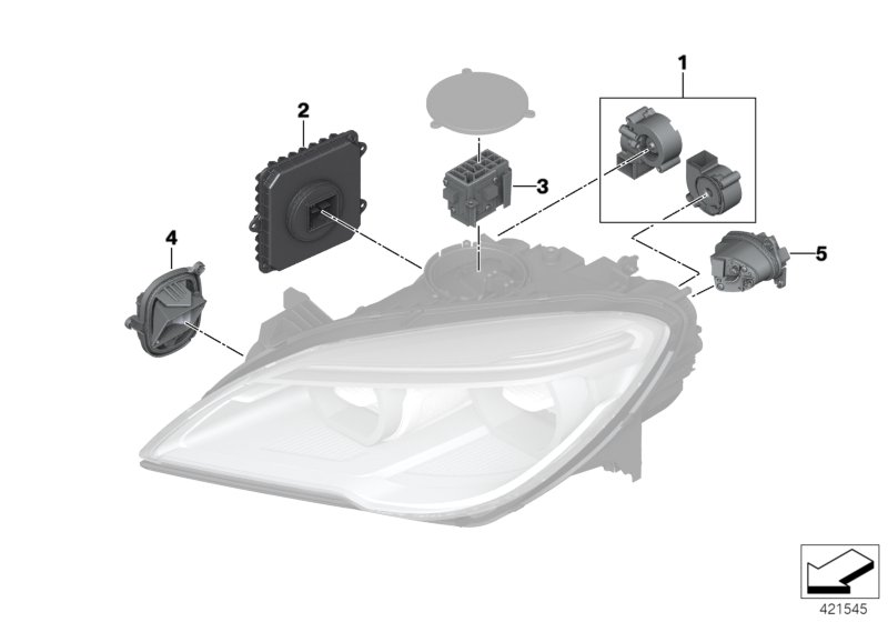 Electronic parts, headlight, LED