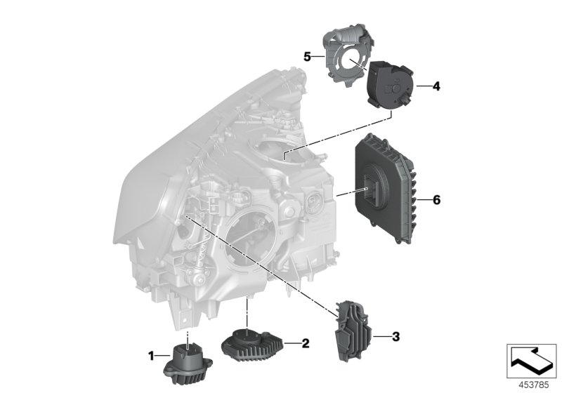 Electronic components, headlight
