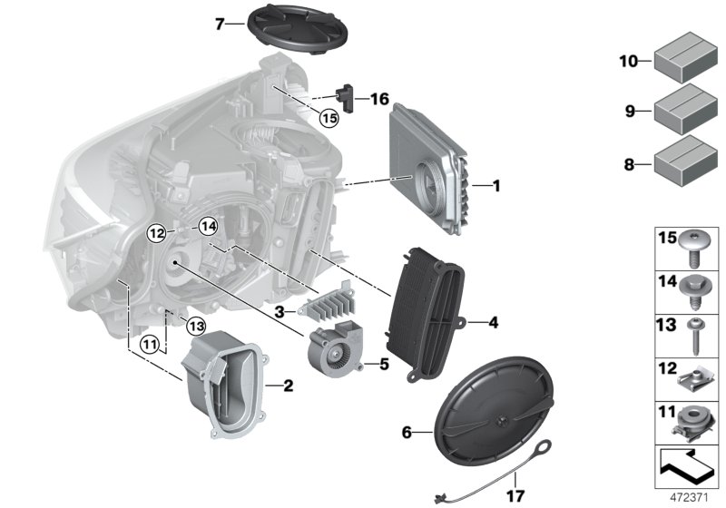 Single parts, headlight LED
