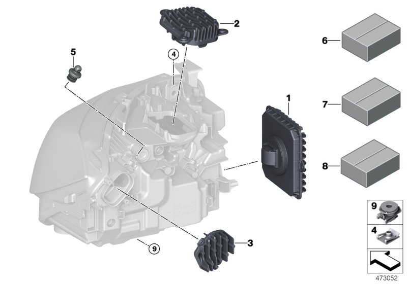 Single parts, headlight LED