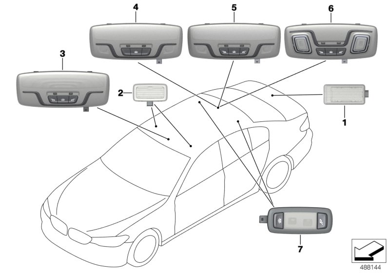 Interior lights roof/luggage compartment