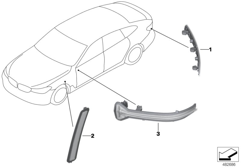 Rear reflector/side repeater