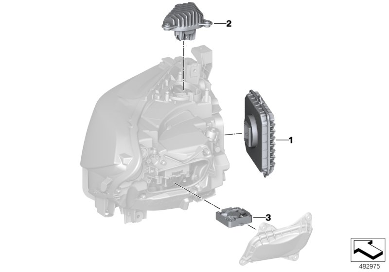 Electronic components, headlight