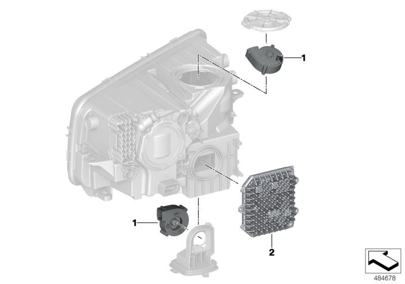 Electronic components, headlight