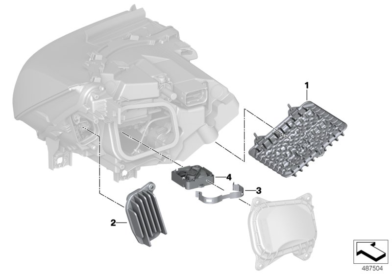 Electronic parts, headlight, LED