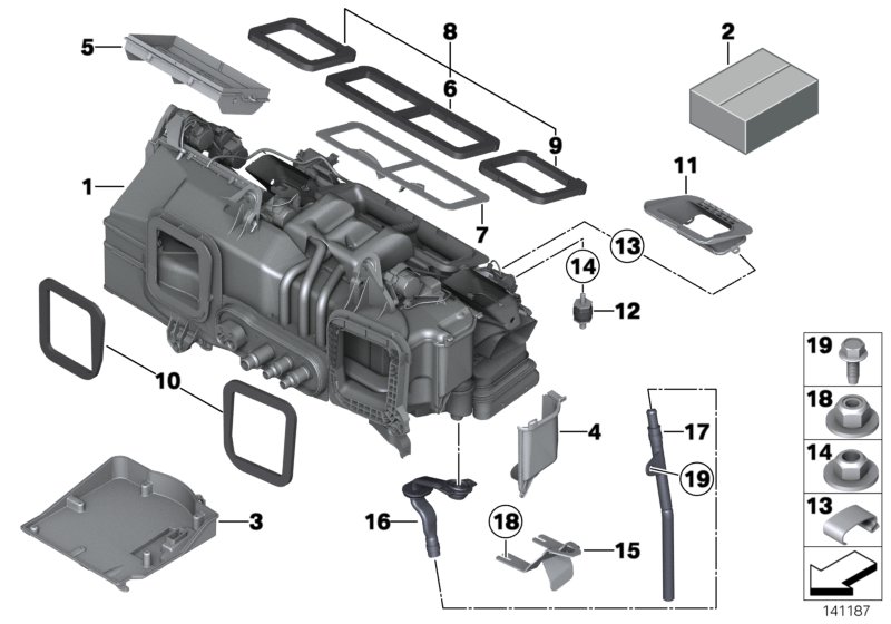 Add-on parts, heater/air conditioning