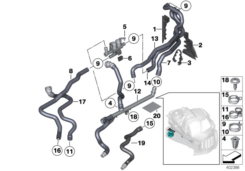 Coolant hoses, auxiliary heater