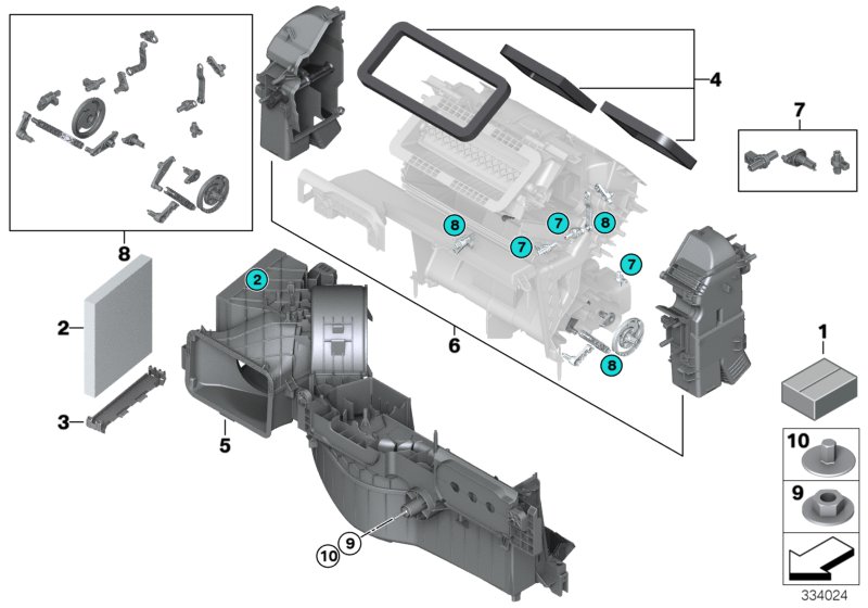 Housing parts, heater and air condit.