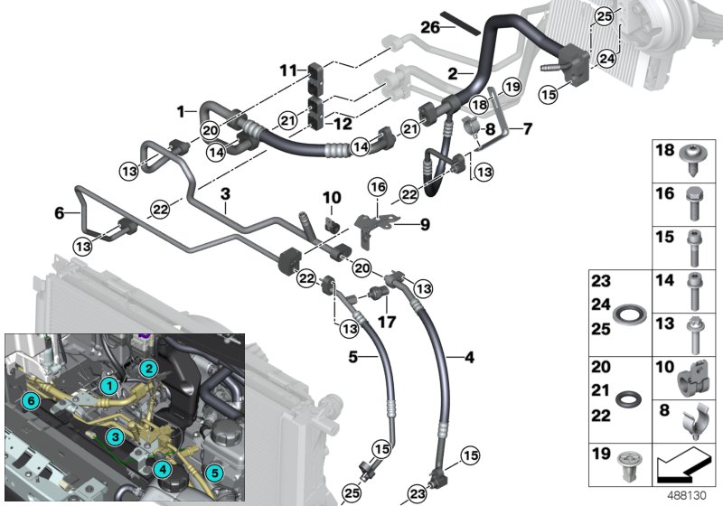Refrigerant lines, front
