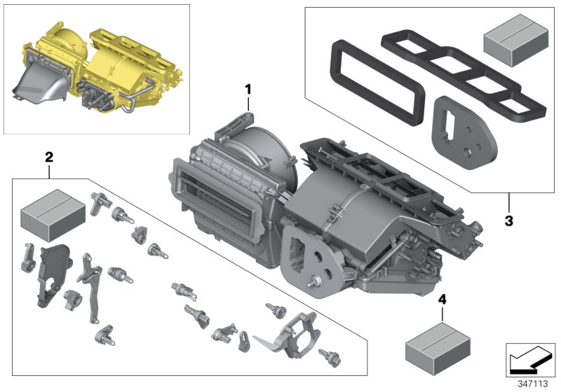 Housing parts, heater and air condit.