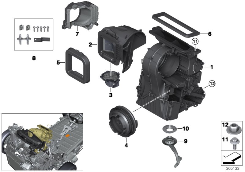 Housing parts, heater and air condit.