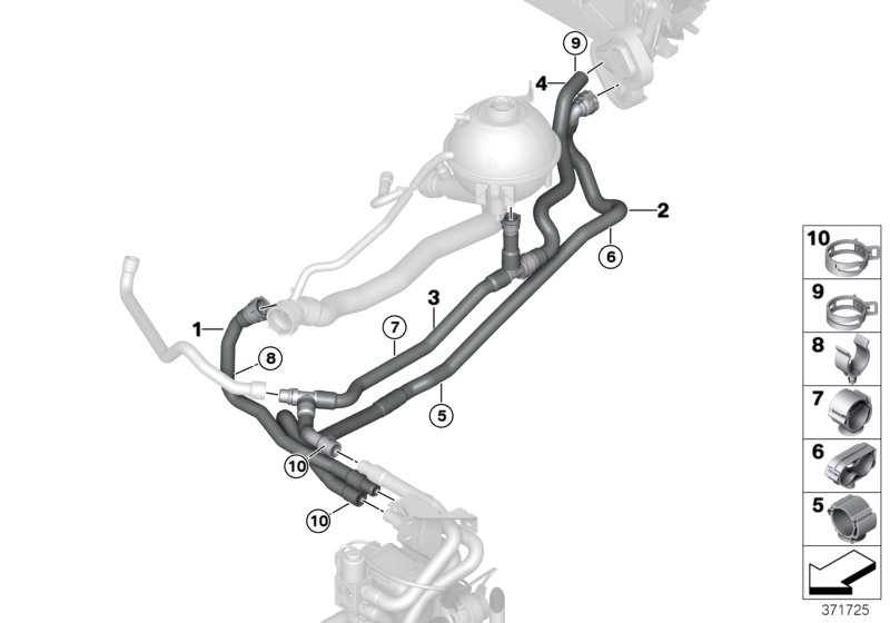 Coolant hoses, auxiliary heater