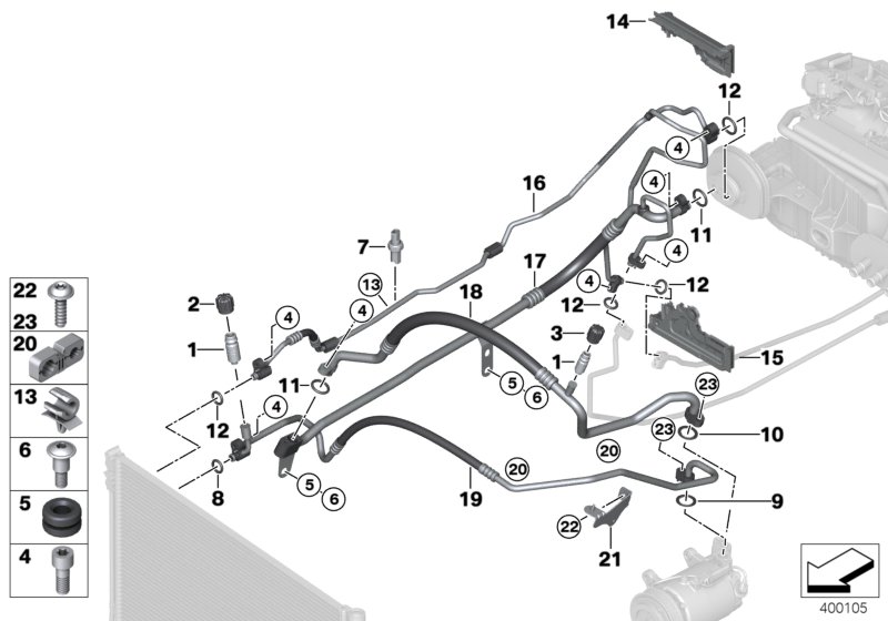 Refrigerant lines, front