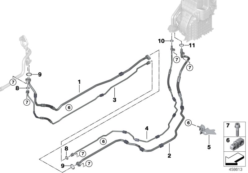 Refrigerant lines, rear A/C