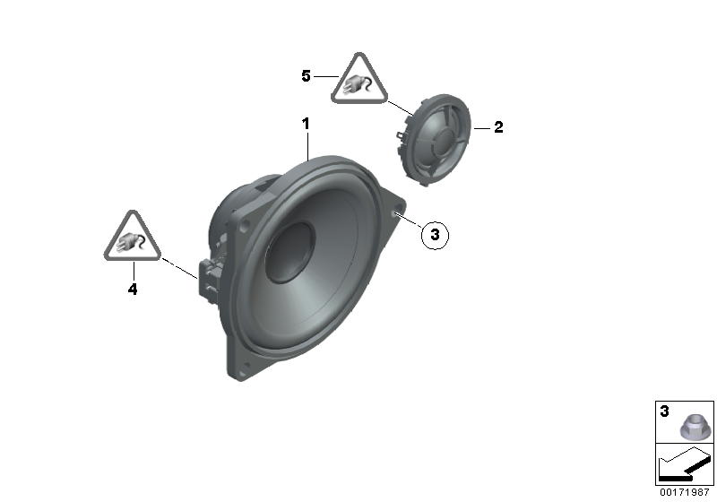 Single parts f rear door top-hifi syst.