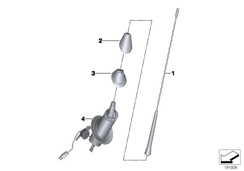 Single components f short rod antenna