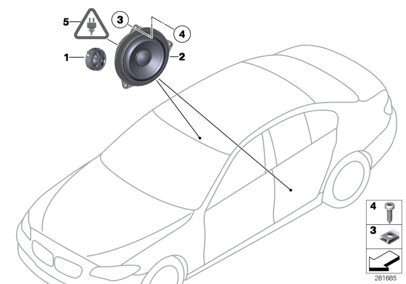 Single parts f rear door top-hifi syst.