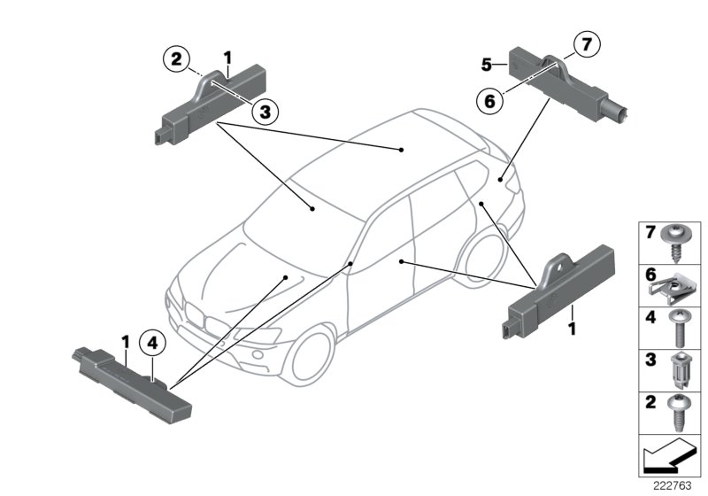 Single parts, aerial, comfort access