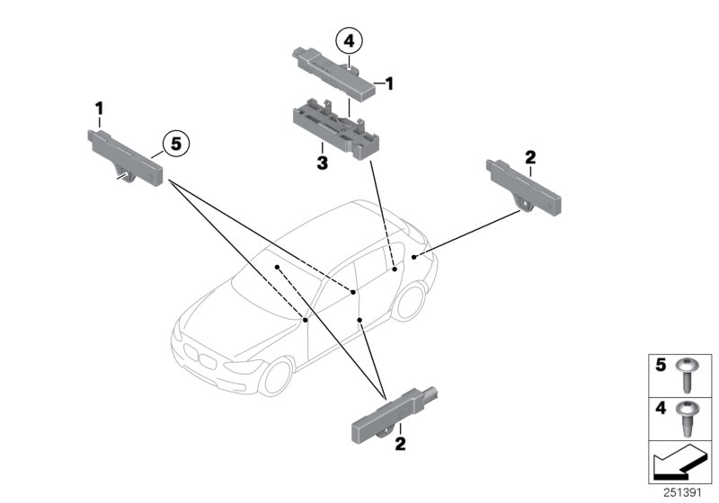 Single parts, aerial, comfort access