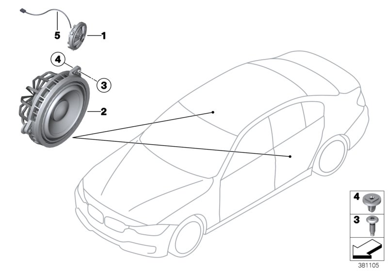 Single parts f rear door loudspeaker