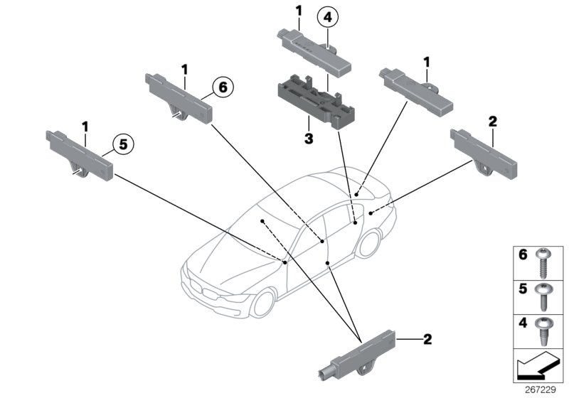 Single parts, aerial, comfort access