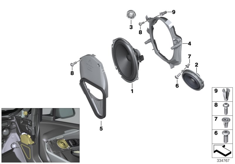 Single parts, speaker, front