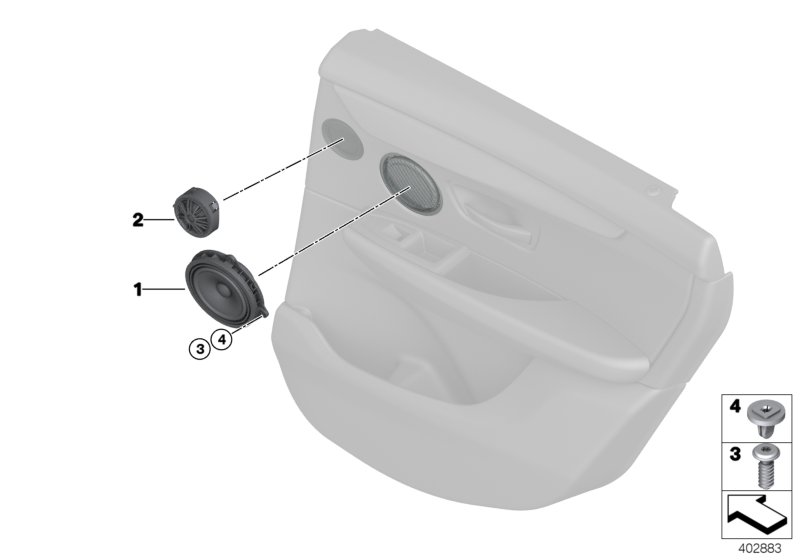 Single parts f rear door loudspeaker